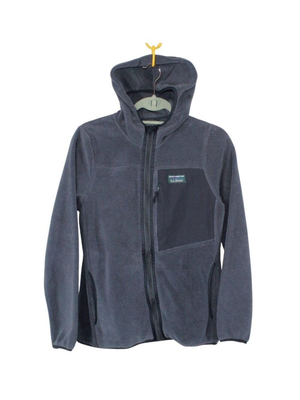 LL Bean Hooded Fleece Jacket Gray Full Zip Outdoor Hiking Casual Small